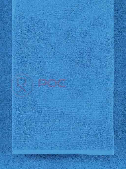 Махровое полотенце без бордюра голубое ПМ-62 50х90
