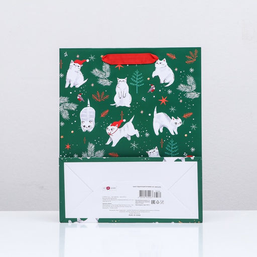 Пакет подарочный Новогодние котики, люкс 26 х 32 х 12 см - Simaland фото 4