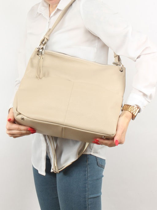 Сумка женская натуральная кожа GU 163-8378, 1отд+карм/перег, плечевой ремень, бежевый SALE 255354 - Adelia фото 5
