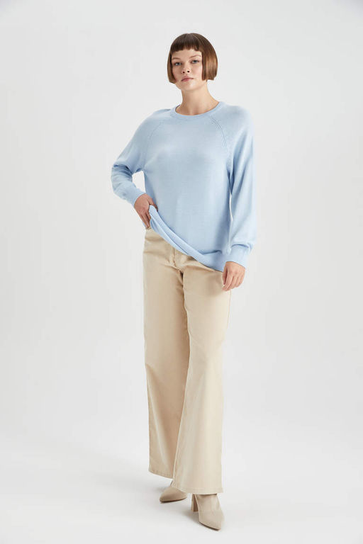 Свитер Relax Fit с круглым вырезом - Defacto фото 2