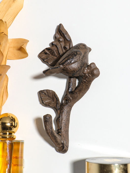 Крючок декоративный чугун "Воробушек на веточке" 10х6х17 см