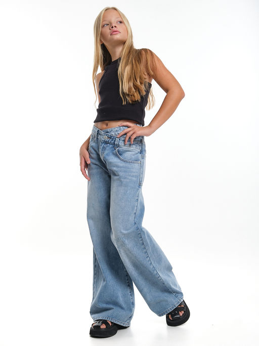 Джинсы голубые для девочки 33-1051 голубой - Mini maxi фото 9