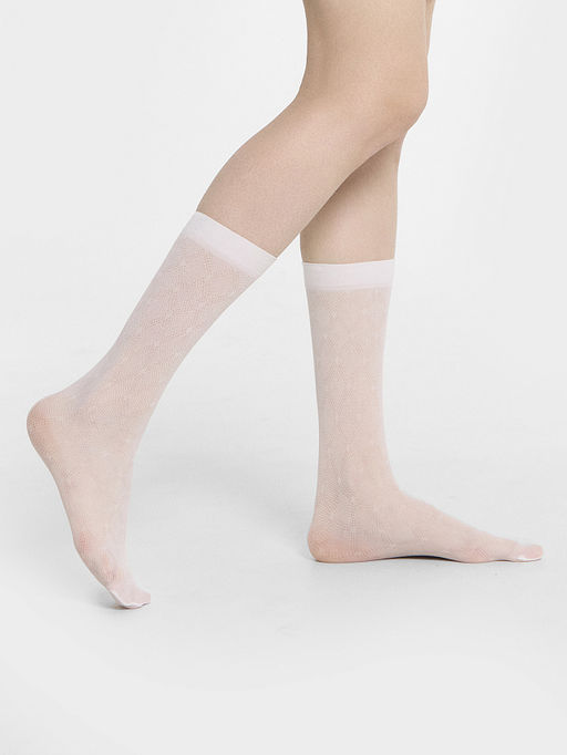 Цена за 5 пар! Гольфы детские белые с рисунком в виде ромбов - Mark formelle фото 3