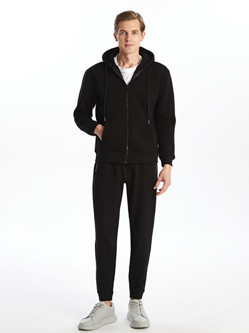 Kap??onlu Uzun Kollu Erkek Fermuarl? Sweatshirt