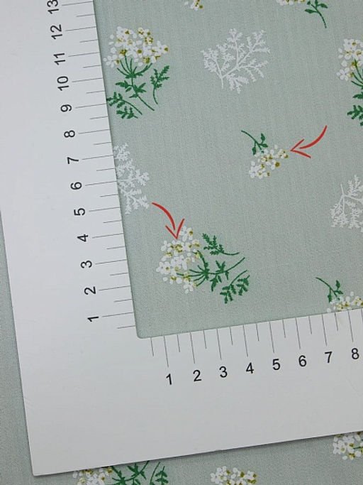 Плательный хлопок Веточки ромашки цв.бл.голубой мох, ш.1.45м, хлопок-100%, 105гр/м.кв - Купава фото 7