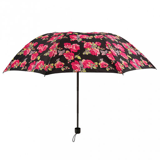Зонт механический Марта Роза ткань эпонж (полиэстер), 8 лучей, д/купола 96см, 3 сложения, 24см в сложенном виде, обрезиненная ручка, 275гр (Китай) - Домашняя мода фото 2