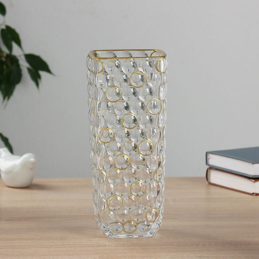 Ваза настольная «Альма галант» круги, 24×10 см, стекло, прозрачная