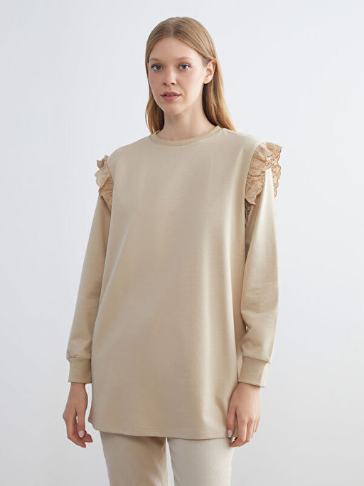 Bisiklet Yaka F?rf?rl? Kad?n Sweatshirt Tunik