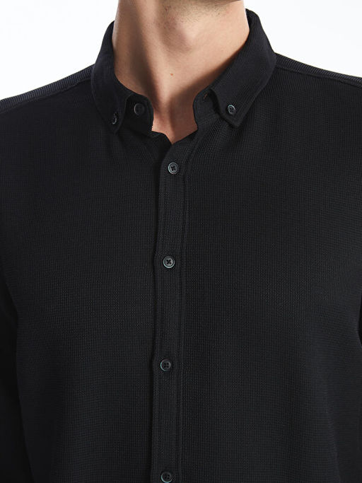 Slim Fit Uzun Kollu Arm?rl? Erkek Dokulu G?mlek