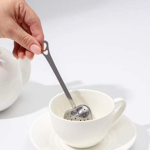 Цена за 2 шт. Ситечко для чая Доляна «Сердце», 14.5×4 см, нержавеющая сталь, серебристое