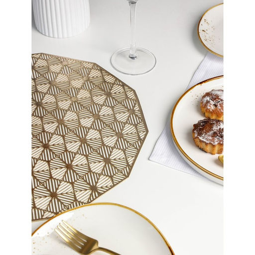 Набор салфеток сервировочных на стол Доляна Гипноз, 4 шт, d=38 см, цвет золотой  фото 2