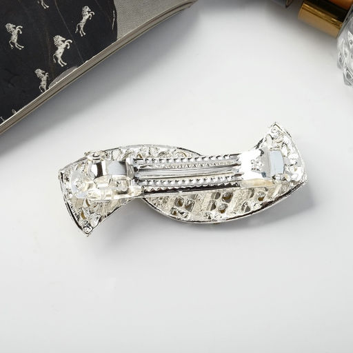 Заколка - автомат для волос «Линетта», волны, 8.5 см, серебро