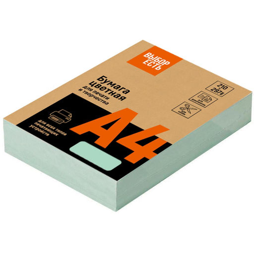 Бумага цветная Выбор есть (А4,160г, зеленая пастель) 250л/уп