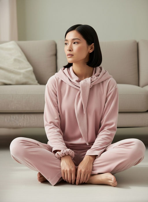 Костюм из велюра со съемным капюшоном и резинкой в комплекте OD-1009-1 розовый