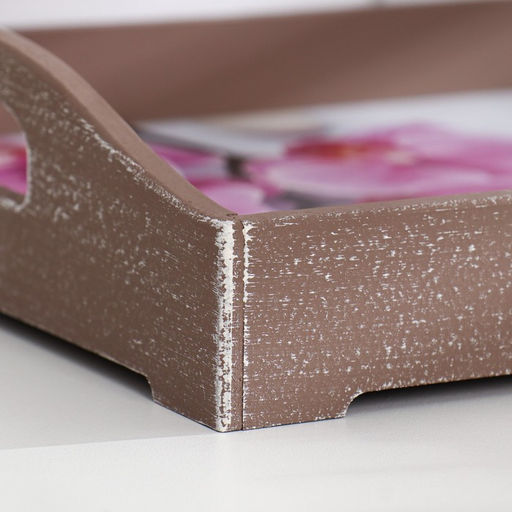 Поднос для завтрака с ручками Дарим Красиво «Орхидея», 43×27.5×7 см, дерево