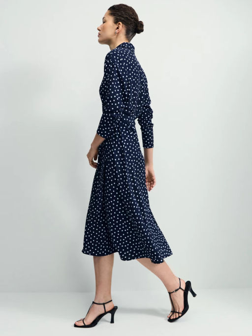 Приталенное платье с принтом в горошек / Zarina  фото 2