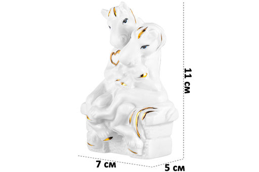 Фигурка декоративная 7*5*11 см Лошади-влюбленная пара белая с золотом, фарфор - Elan gallery фото 2