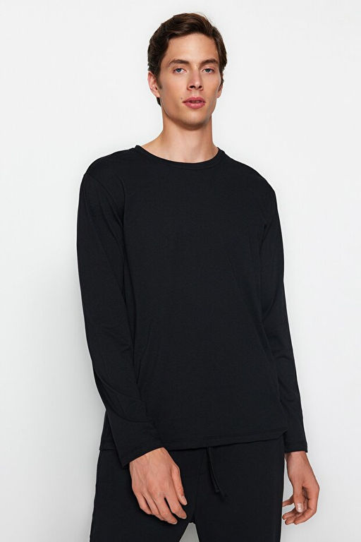 Siyah Regular Kesim Uzun Kol _rme Pijama Tak_m_ TMNAW24PT00008 - Trendyolmilla фото 2