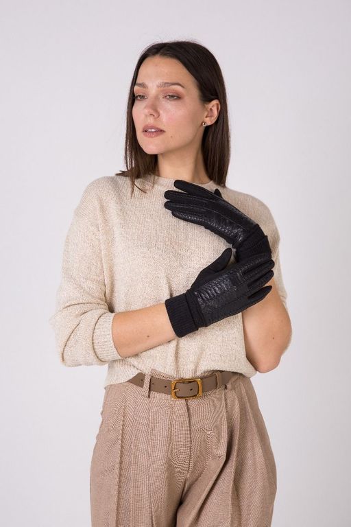 Перчатки из экокожи, экозамши и шерсти