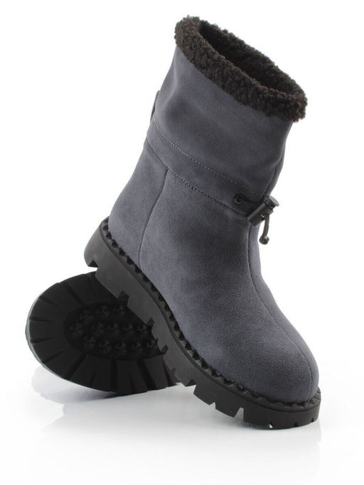 04-PAL273-3Z GRAY/BLUE Ботинки зимние женские (натуральная замша, 100% шерсть)