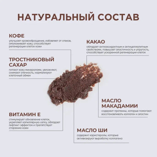 MYMUSE для тела скраб 250гр Натуральный антицеллюлитный кофейно-шоколадный