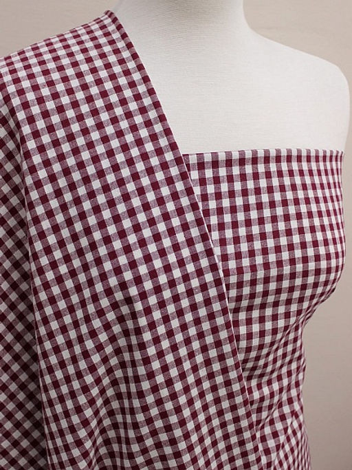 Пестрядь Клетка (6*6 мм) цв.бордово-вишневый, ш.1.45м, хлопок-100%, 130гр/м.кв - Купава фото 2