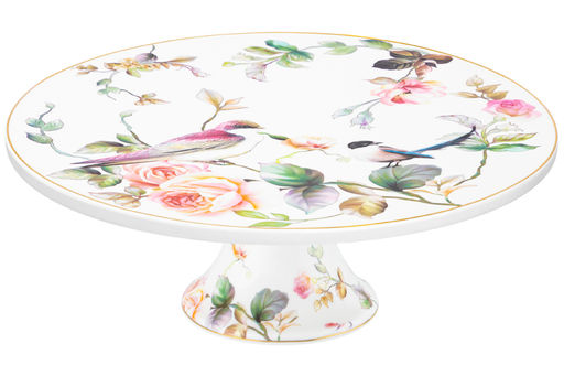 Подставка п/торт на ножке 28*28*10 см "Певчие птички" NEW BONE CHINA