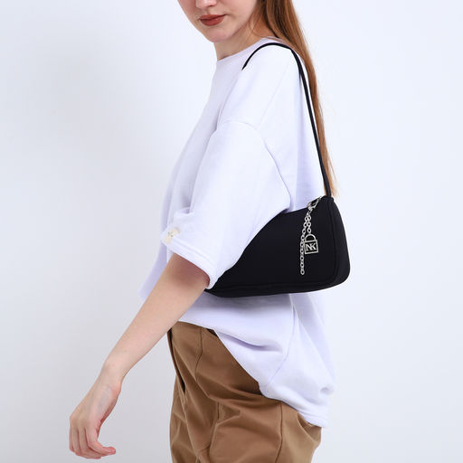 Сумка багет из текстиля, Nazamok, 23*13*5 см, черный цвет  фото 2