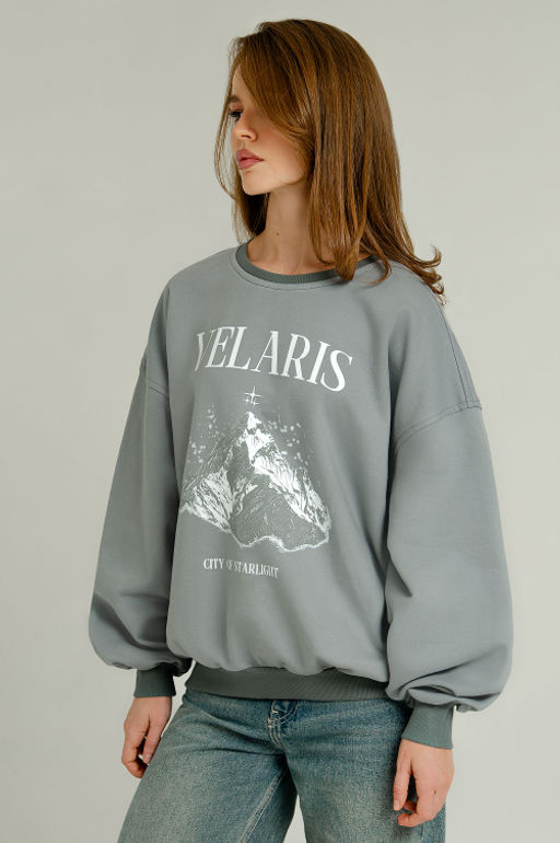 Арт. 15133 Свитшот женский оверсайз 46-52 (4 шт) Цвет:серый - Калинка фото 4