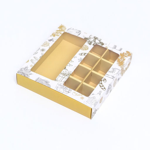 Коробка для конфет, 8 конфет и шоколадка, 17,7 х 17,7 х 3,8 см Праздничная ёлка - UPAK LAND фото 8