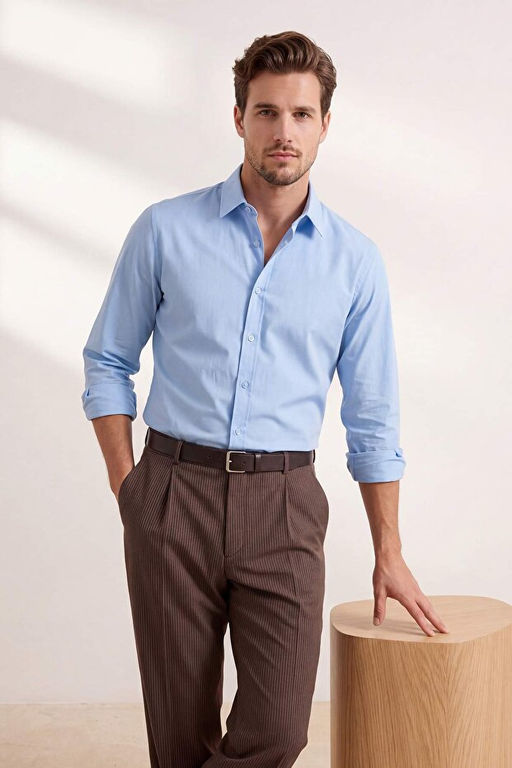 Mavi Normal Kal_p/Regular Fit Poplin Yazl_k Erkek Dokuma G_mlek TMNSS26GO00030 - Trendyolmilla фото 2