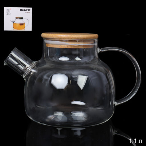 Чайник заварочный 1100 мл / G125-21 /уп 48/ крышка бамбуковая - Галеонтрейд фото 4