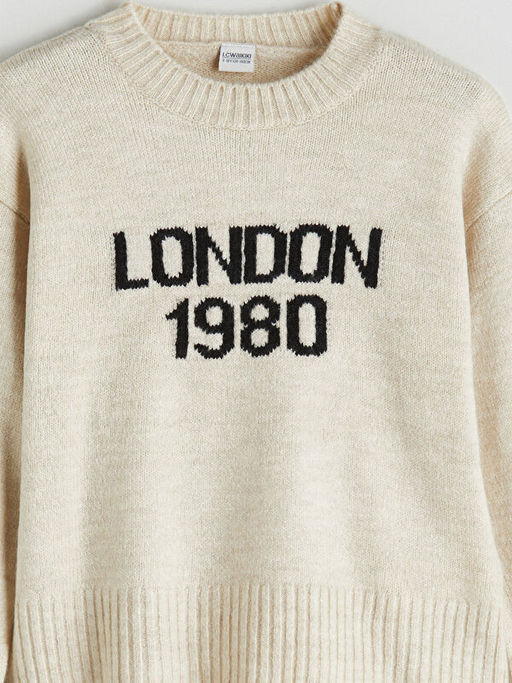 Bisiklet Yaka London Desenli K?z ?ocuk Triko Kazak