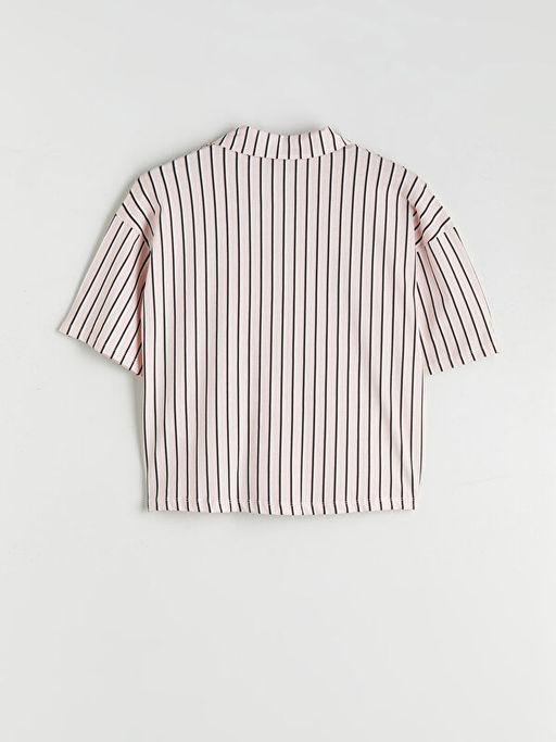 G?mlek Yaka Bask?l? Kad?n Pijama ?st?