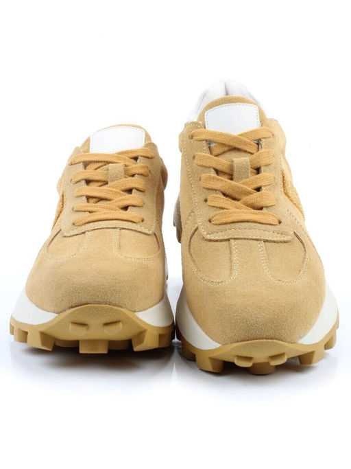 04-PCJ98-5 SAND Кроссовки демисезонные женские (натуральная замша, текстиль)