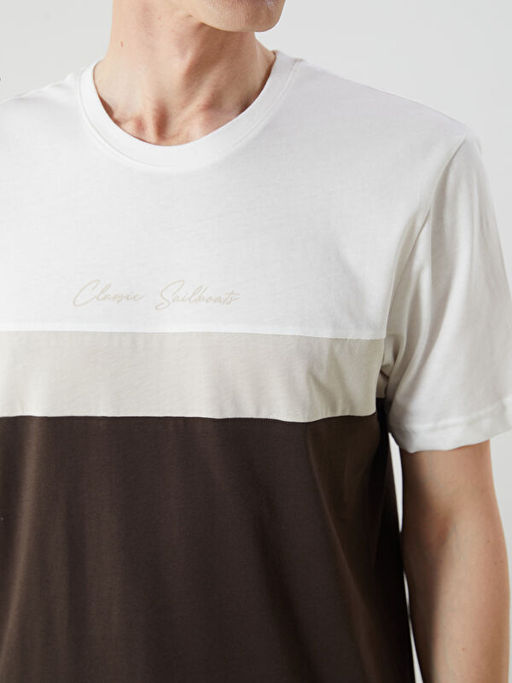 Bisiklet Yaka K?sa Kollu Renk Bloklu Erkek Ti??rt