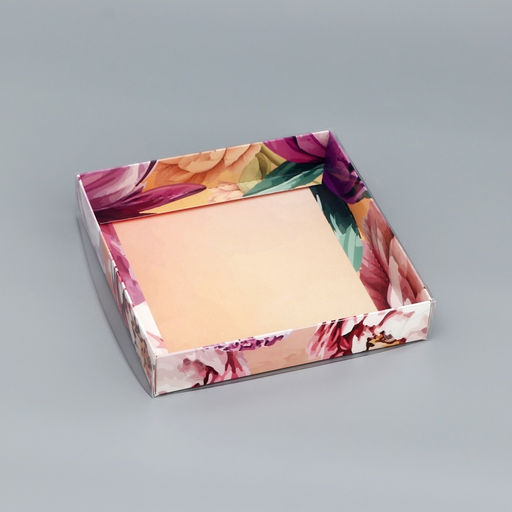 Цена за 5 шт. Коробка сборная с PVC крышкой, Подарок для тебя, 16?16?3 см