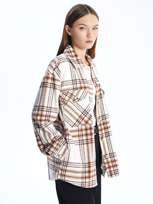 Ekose Oversize Kad?n G?mlek Ceket