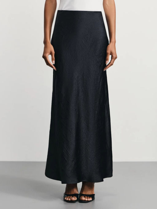 Юбка длины макси из жатого атласа / Zarina фото 3