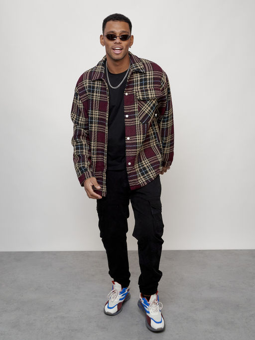 Ветровка рубашка мужская букле бордового цвета 58378Bo - Mtforce фото 7