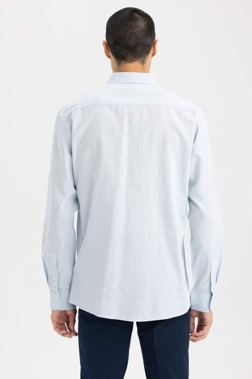 Рубашка приталенного кроя из 100% хлопка с длинными рукавами - Defacto фото 10