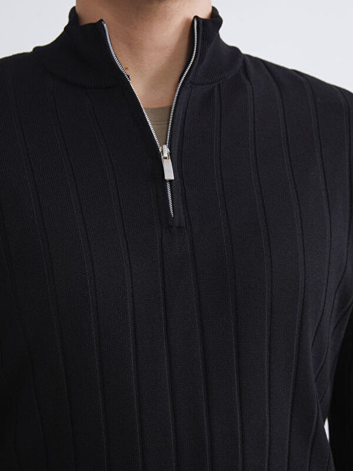 Fermuarl? Dik Yaka Erkek Triko Kazak