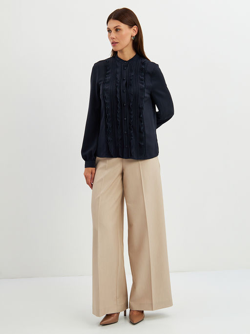 Блузка с рюшами OD-976-2 т.синий