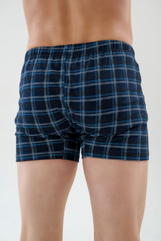 Трусы-боксеры мужские из кулирки клетка темно-синяя 1 макси - Амадэль фото 4