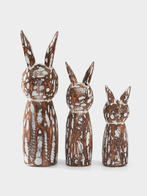 Набор сувенирный Зайцы с сердечком, h=25 см, h=20 см, h=15 см, дерево, коричневый