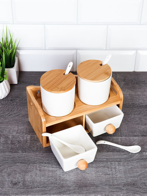 Набор для специй 4 предмета 250 мл с ложками / CF141 /уп 15/ на подставке - Галеонтрейд фото 14