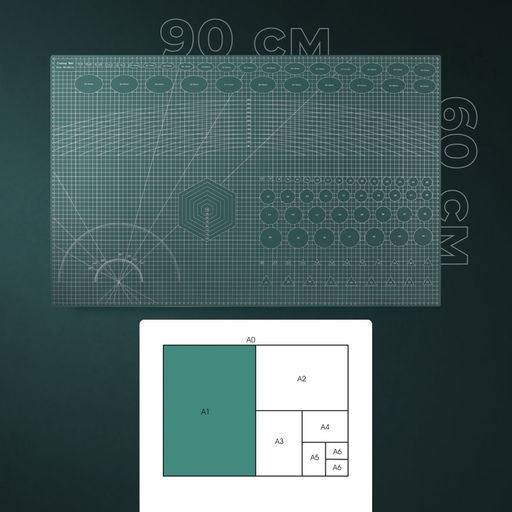 Мат для резки, трёхслойный, 90×60 см, А1, зелёный