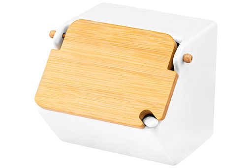 Банка для сыпучих продуктов 400 мл 14*13*12 см "Айсберг" + ложка + откидная бамбук.крышка