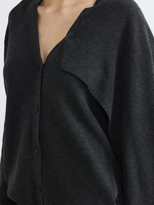 V Yaka ?al Detayl? Oversize Kad?n Triko H?rka