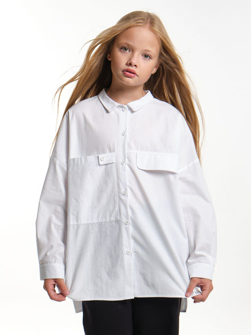 Рубашка для девочки подросткам школьная форма оверсайз UD 7953 белый - Mini maxi фото 17